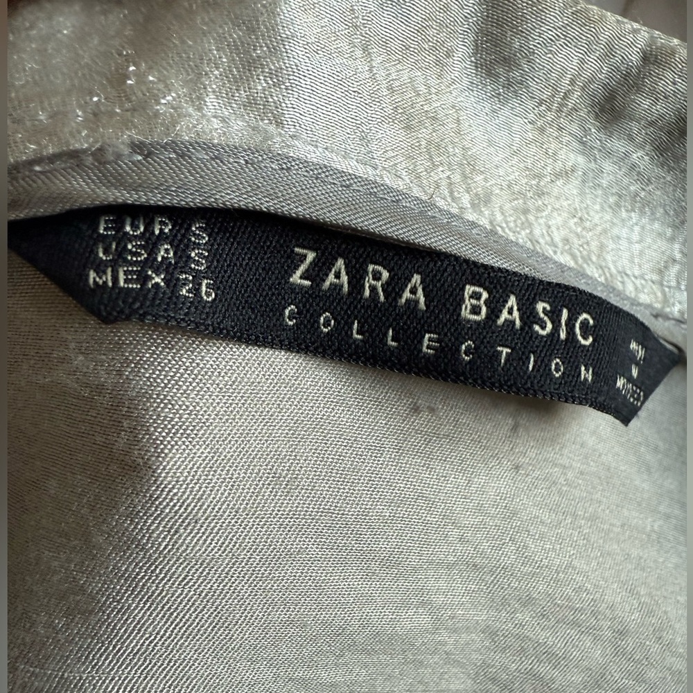 Zara Basic Collection Silver Bomber Jacket Size S… - image 3